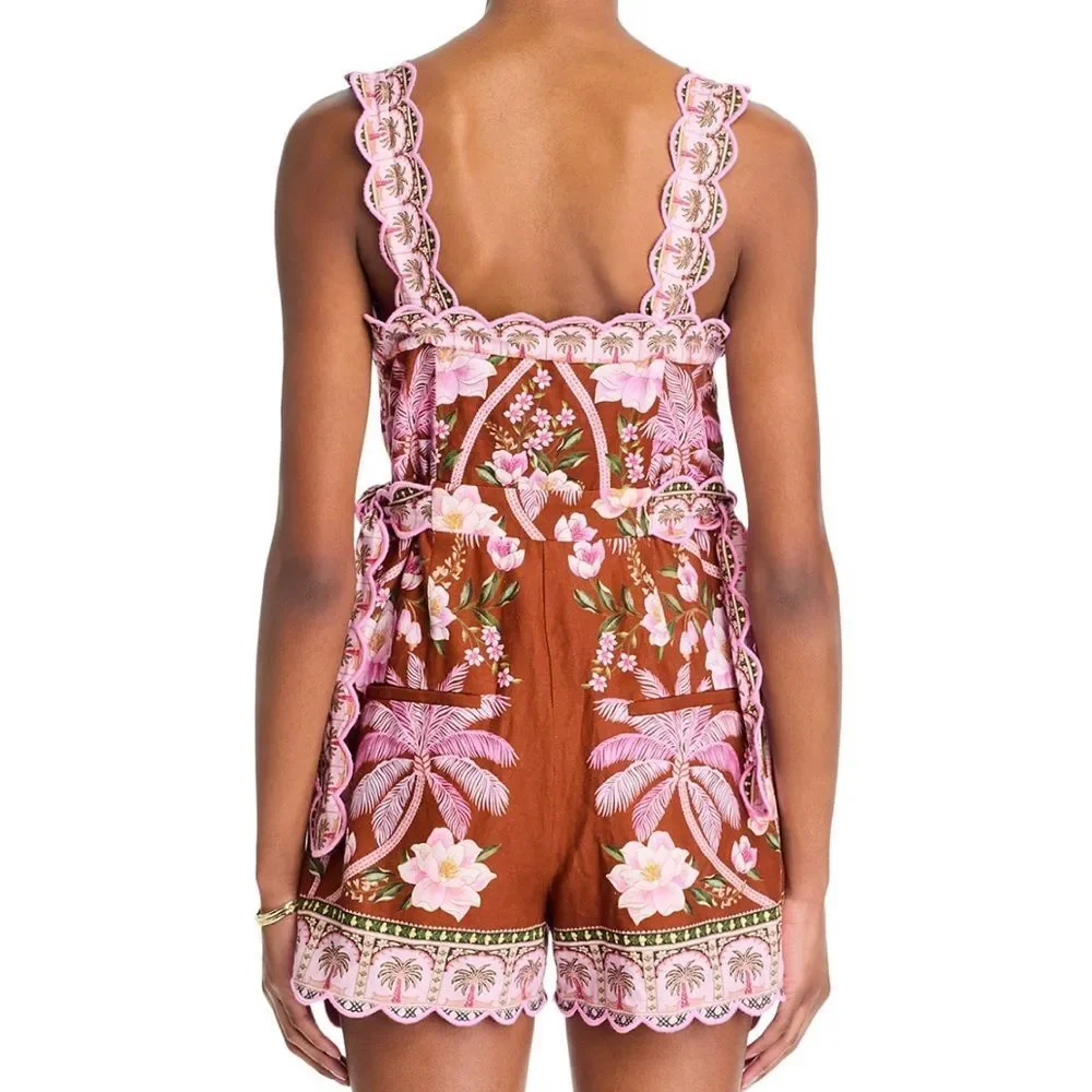 NWT Farm Rio Palm Dream Pleated Romper Palm Dream Women Size S - Picture 6 of 15